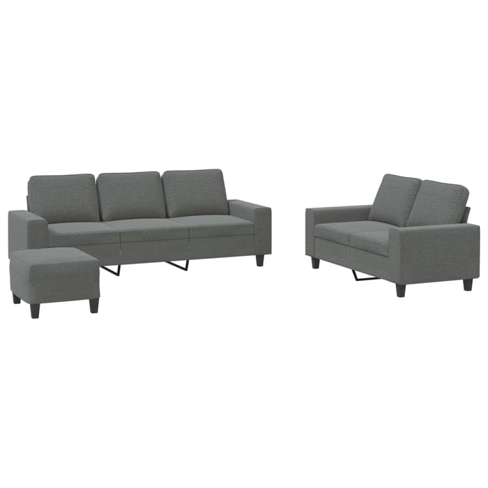 Set de canapele, 3 piese, gri închis, textil - WALTI WALTI