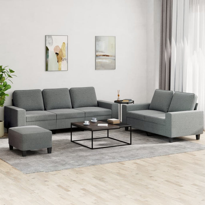 Set de canapele, 3 piese, gri închis, textil - WALTI WALTI