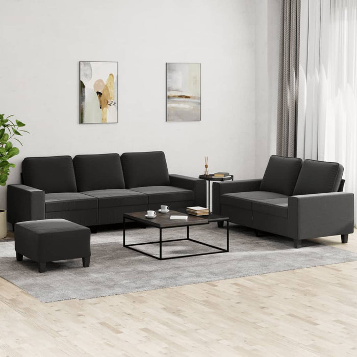 Set de canapele, 3 piese, negru, textil - WALTI WALTI