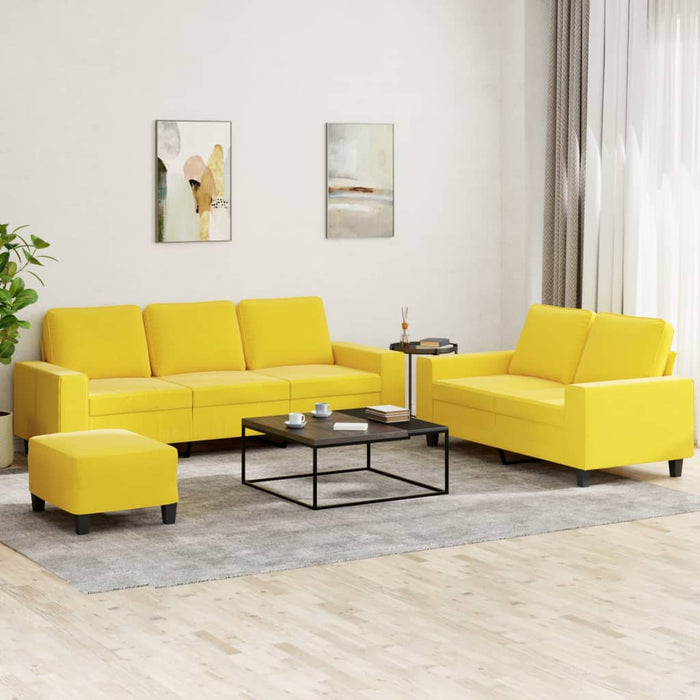 Set de canapele, 3 piese, galben deschis, textil - WALTI WALTI