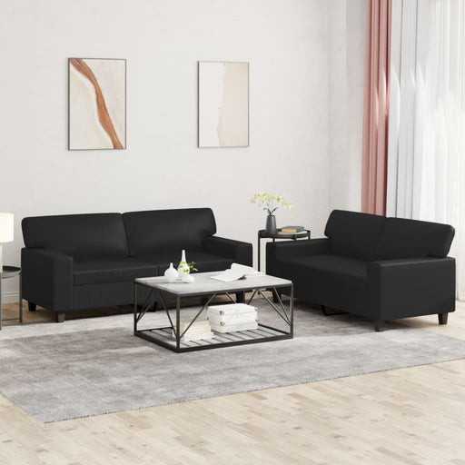 Set de canapele, 2 piese, negru, piele ecologică - WALTI WALTI