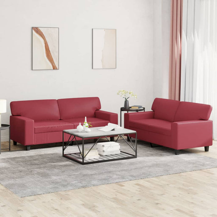 Set de canapele, 2 piese, roșu vin, piele ecologică - WALTI WALTI
