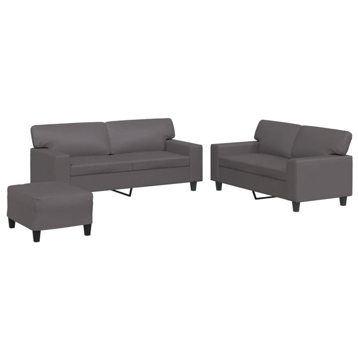 Set de canapele, 3 piese, gri, piele ecologică WALTI