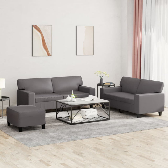 Set de canapele, 3 piese, gri, piele ecologică WALTI