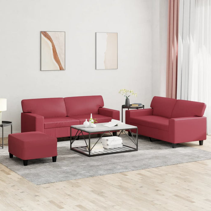 Set de canapele, 2 piese, roșu vin, piele ecologică - WALTI WALTI