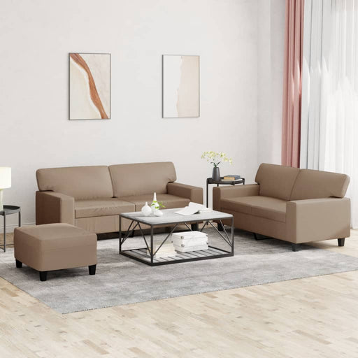 Set de canapele, 3 piese, cappuccino, piele ecologică - WALTI WALTI