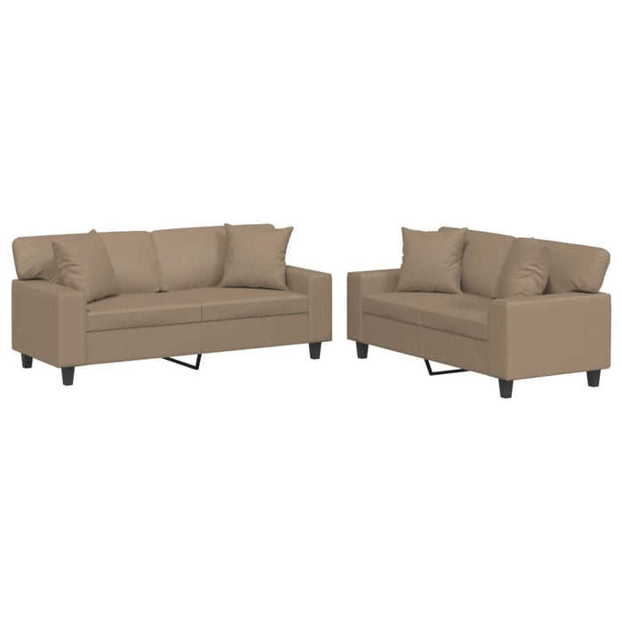 Set de canapele cu perne, 2 piese, cappuccino, piele ecologică - WALTI WALTI