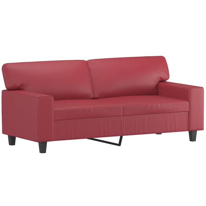 Set de canapele cu perne, 2 piese, roșu vin, piele ecologică WALTI