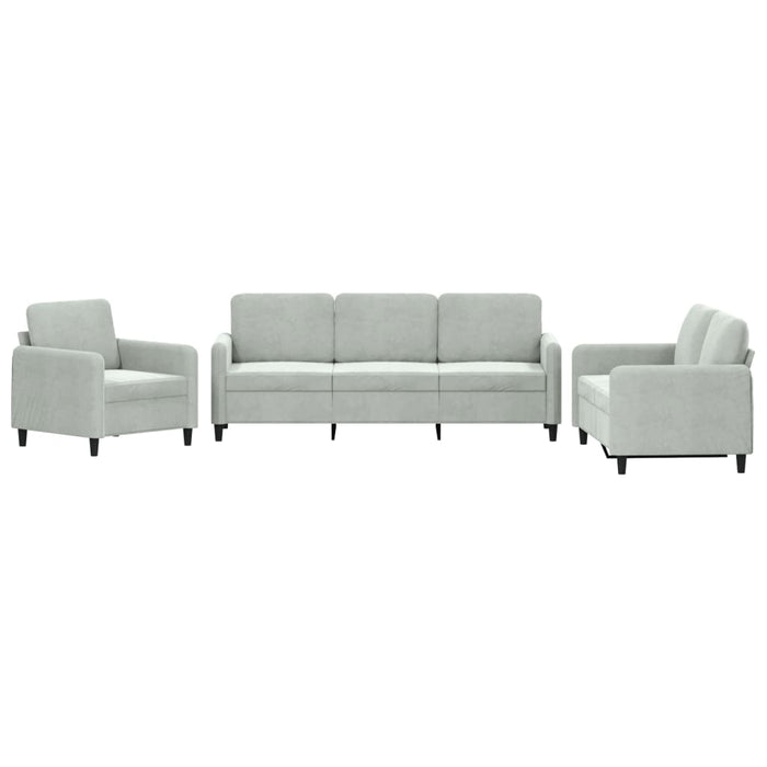 Set de canapele, 3 piese, gri deschis, catifea - WALTI WALTI