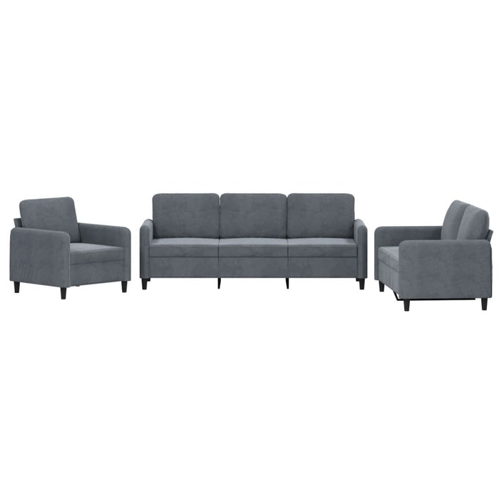 Set de canapele, 3 piese, gri închis, catifea - WALTI WALTI