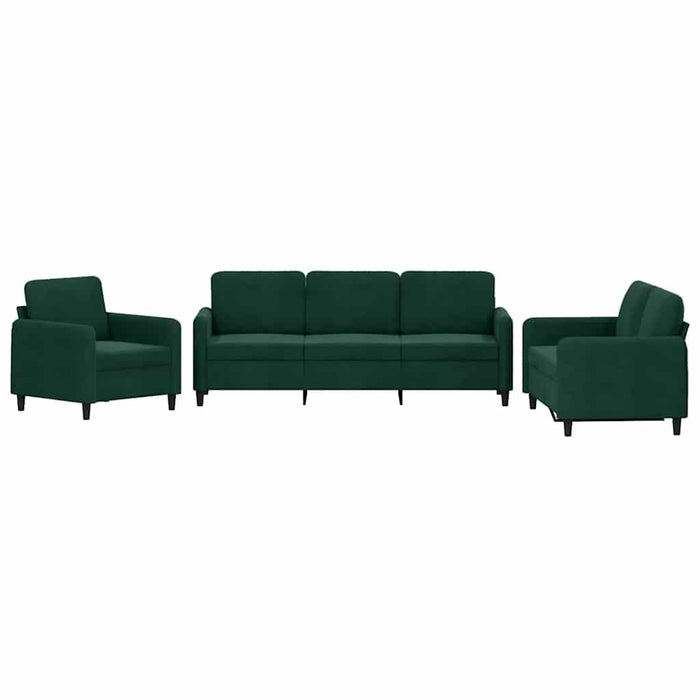 Set de canapele, 3 piese, verde închis, catifea - WALTI WALTI