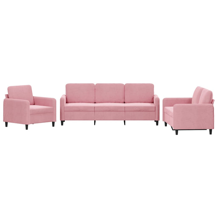 Set de canapele, 3 piese, roz, catifea - WALTI WALTI