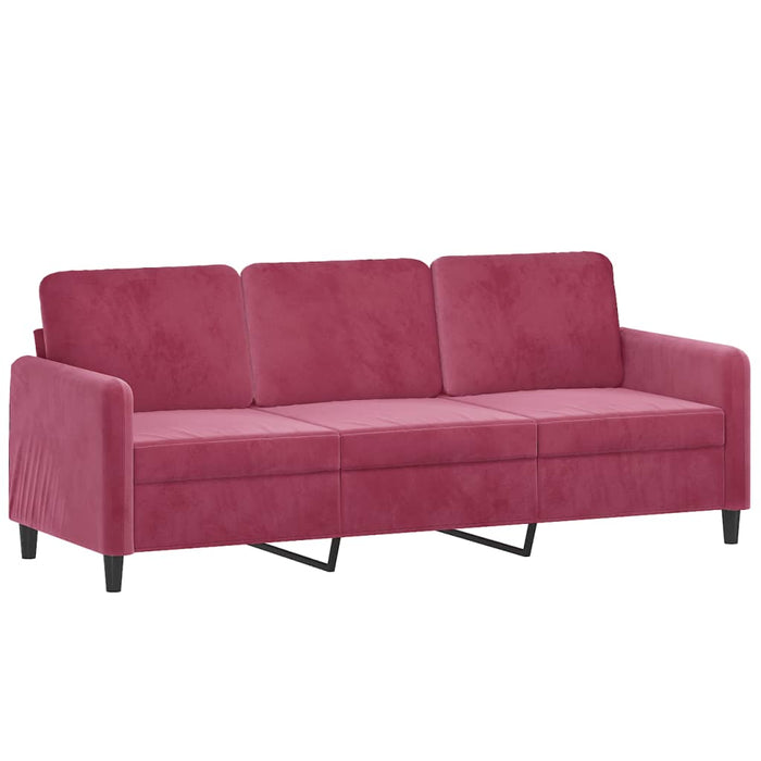Set de canapea, 3 piese, roșu vin, catifea WALTI