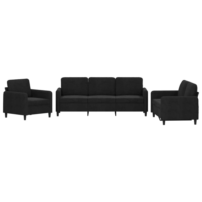 Set de canapele, 3 piese, negru, catifea - WALTI WALTI