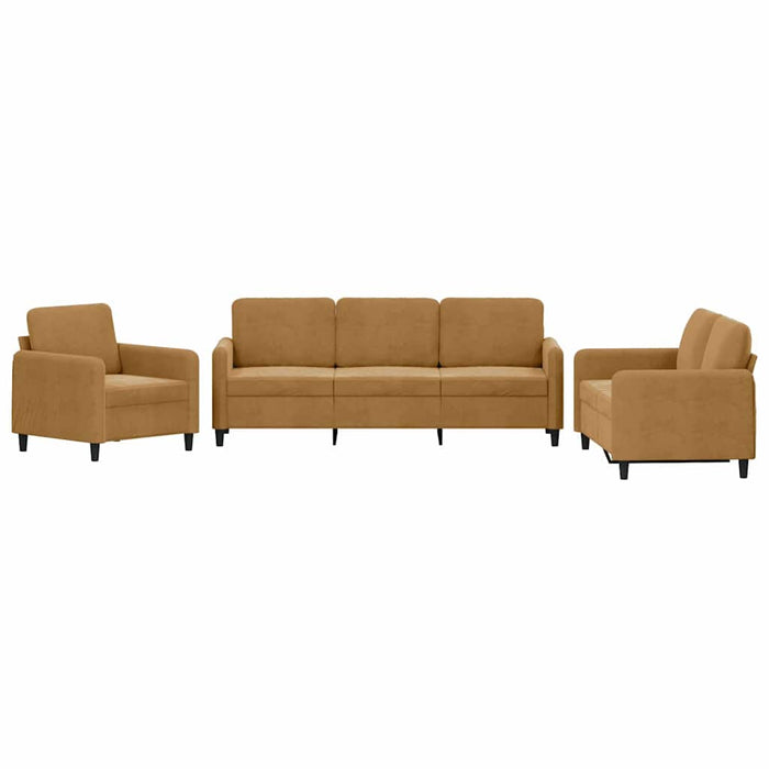 Set de canapele, 3 piese, maro, catifea - WALTI WALTI