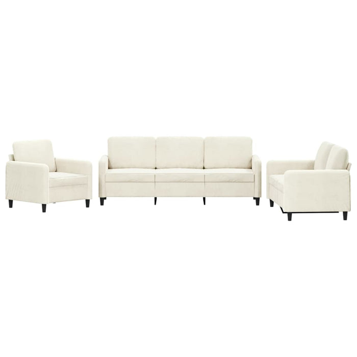 Set de canapele, 3 piese, crem, catifea - WALTI WALTI