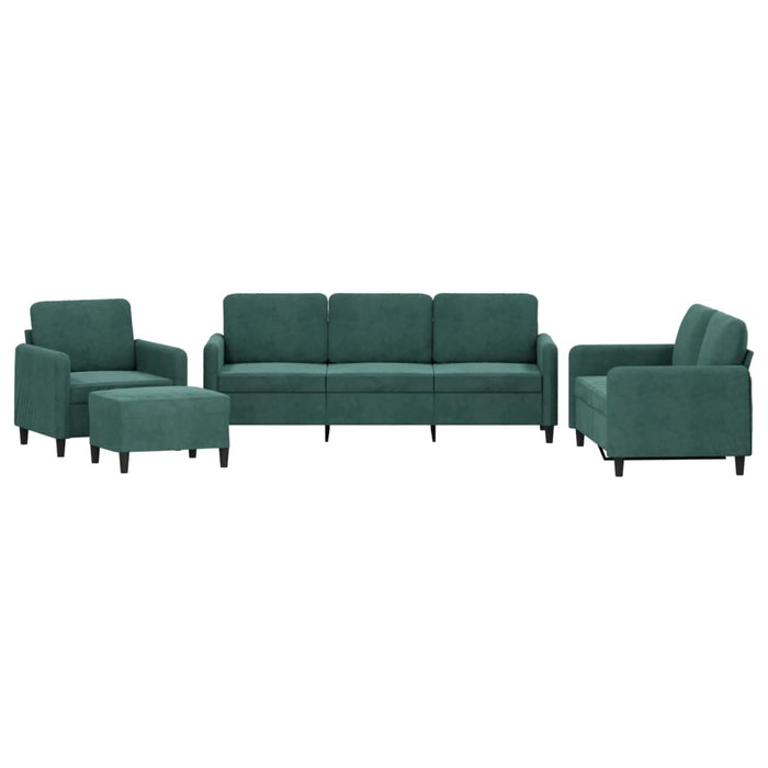 Set de canapele, 4 piese, verde închis, catifea - WALTI WALTI