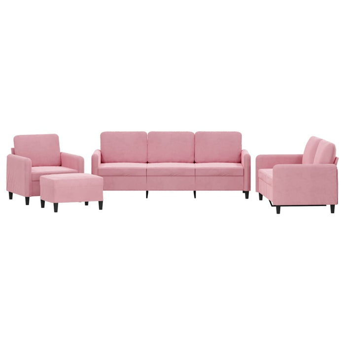 Set de canapele, 4 piese, roz, catifea - WALTI WALTI