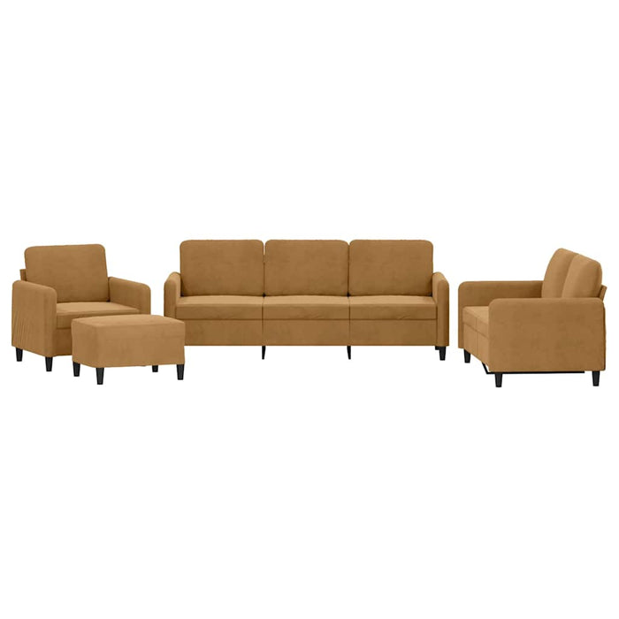 Set de canapele, 4 piese, maro, catifea - WALTI WALTI