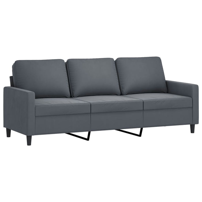 Set canapea cu perne, 3 piese, gri închis, catifea - WALTI WALTI