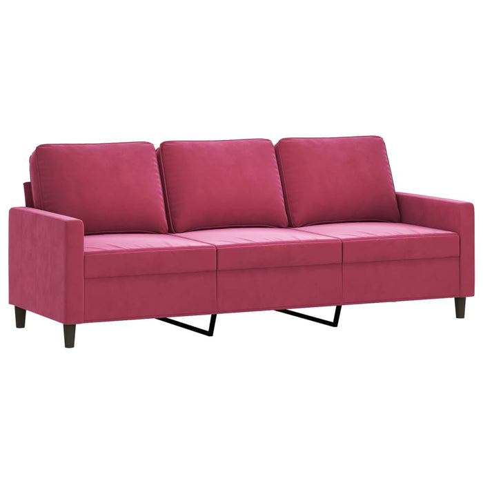 Set canapele cu perne, 3 piese, roșu vin, catifea WALTI