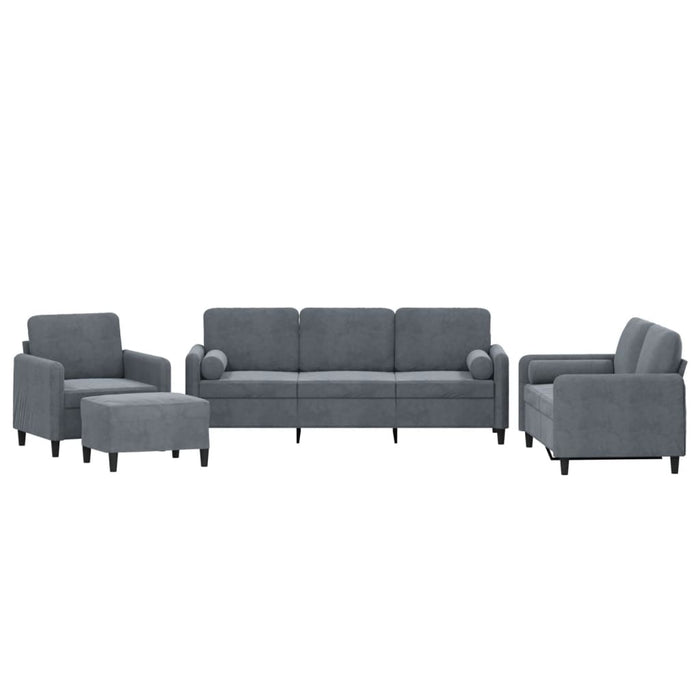Set canapea cu perne, 4 piese, gri închis, catifea - WALTI WALTI