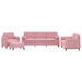 Set canapea cu perne, 4 piese, roz, catifea - WALTI WALTI