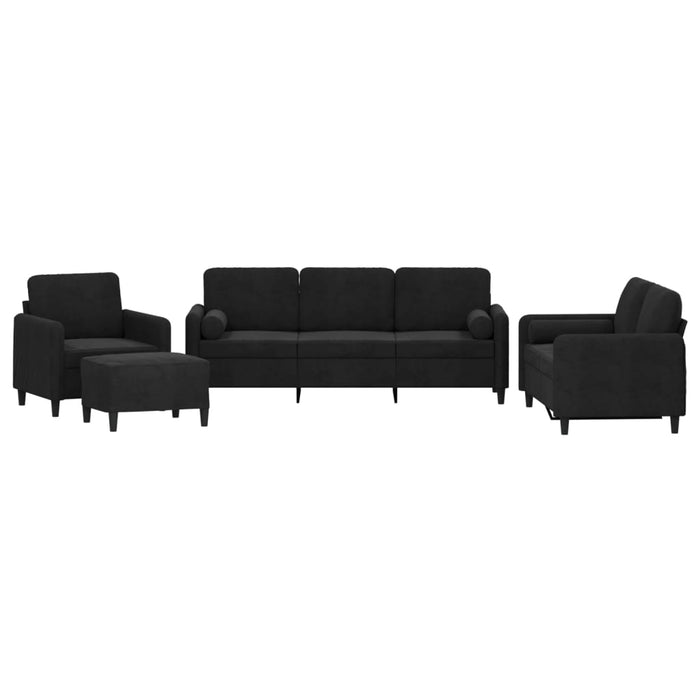 Set de canapele cu perne, 4 piese, negru, catifea - WALTI WALTI