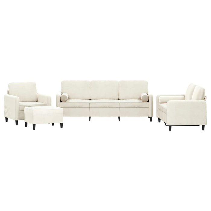 Set de canapele cu perne, 4 piese, crem, catifea - WALTI WALTI