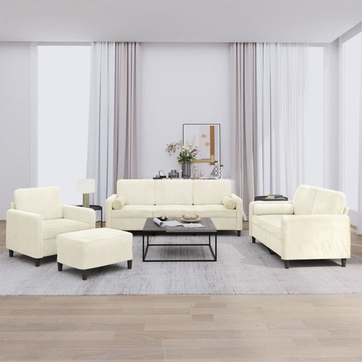 Set de canapele cu perne, 4 piese, crem, catifea - WALTI WALTI