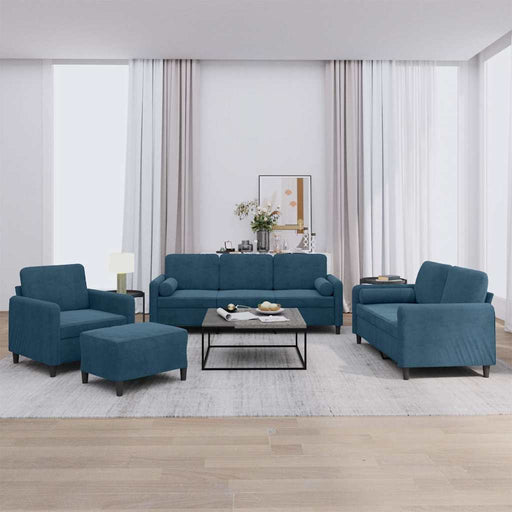 Set de canapele cu perne, 4 piese, albastru, catifea - WALTI WALTI
