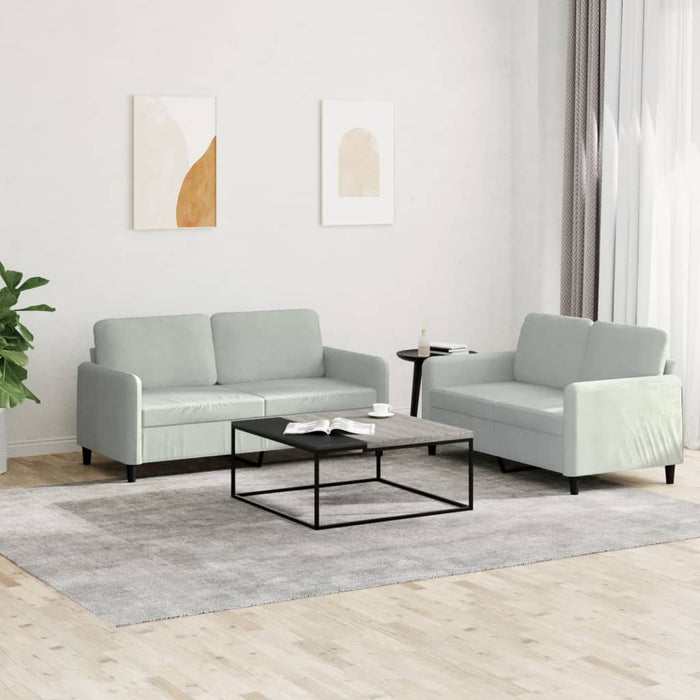 Set canapea, 2 piese, gri deschis, catifea - WALTI WALTI