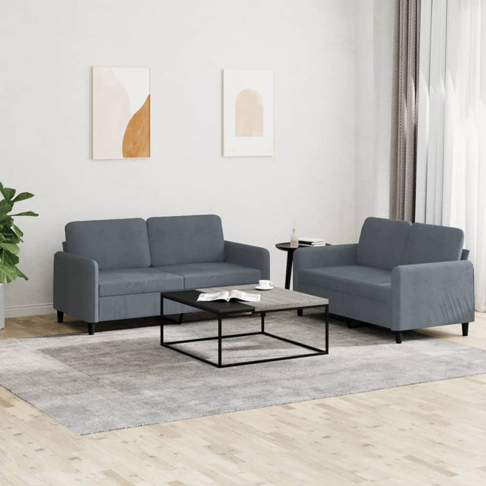 Set canapea, 2 piese, gri închis, catifea - WALTI WALTI