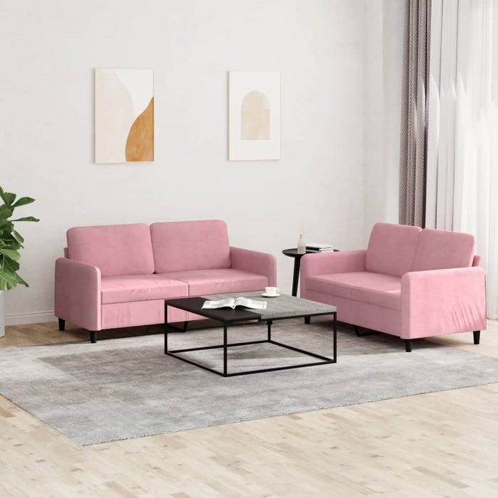 Set canapele, 2 piese, roz, catifea - WALTI WALTI