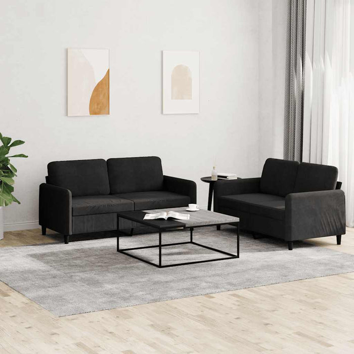 Set canapea 2 piese, negru, catifea WALTI