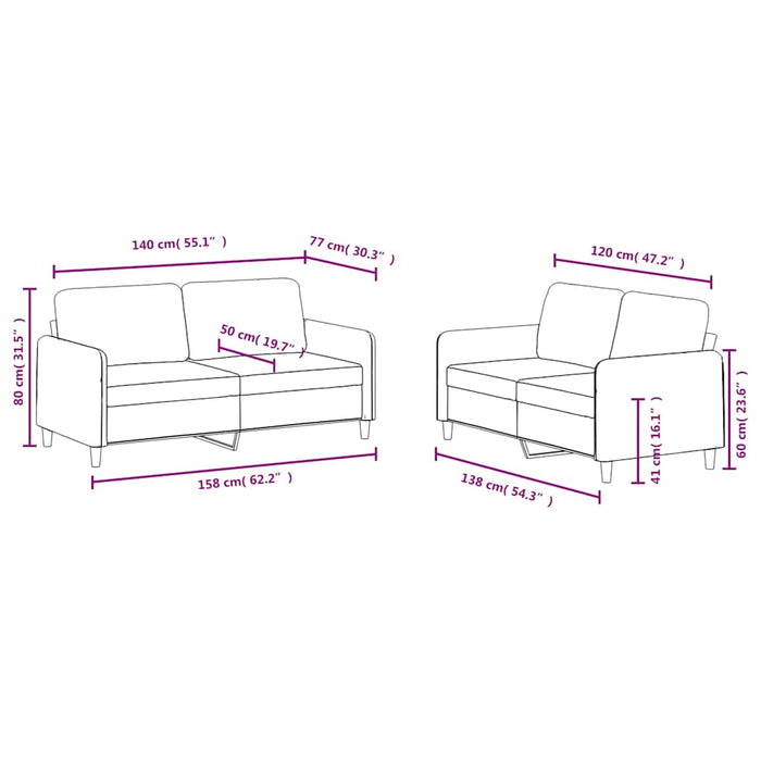 Set canapea 2 piese, galben, catifea WALTI