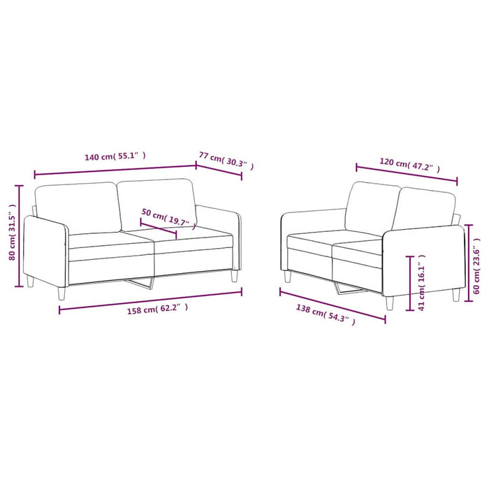 Set canapea 2 piese, maro, catifea - WALTI WALTI