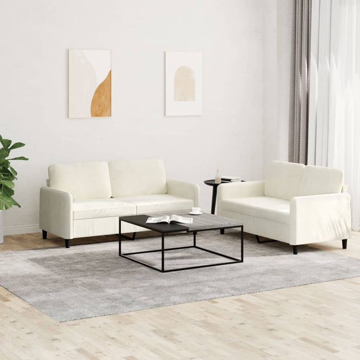 Set canapea 2 piese, crem, catifea - WALTI WALTI