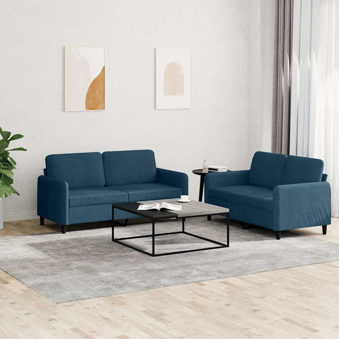 Set canapea 2 piese, albastru, catifea WALTI