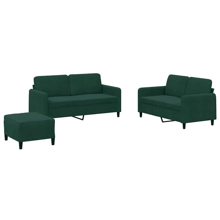 Set de canapele, 3 piese, verde închis, catifea - WALTI WALTI