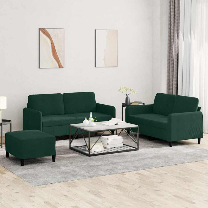 Set de canapele, 3 piese, verde închis, catifea - WALTI WALTI