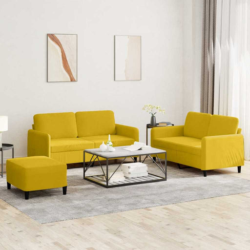 Set de canapele, 3 piese, galben, catifea - WALTI WALTI