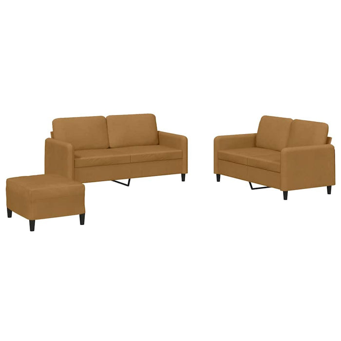Set de canapele, 3 piese, maro, catifea - WALTI WALTI