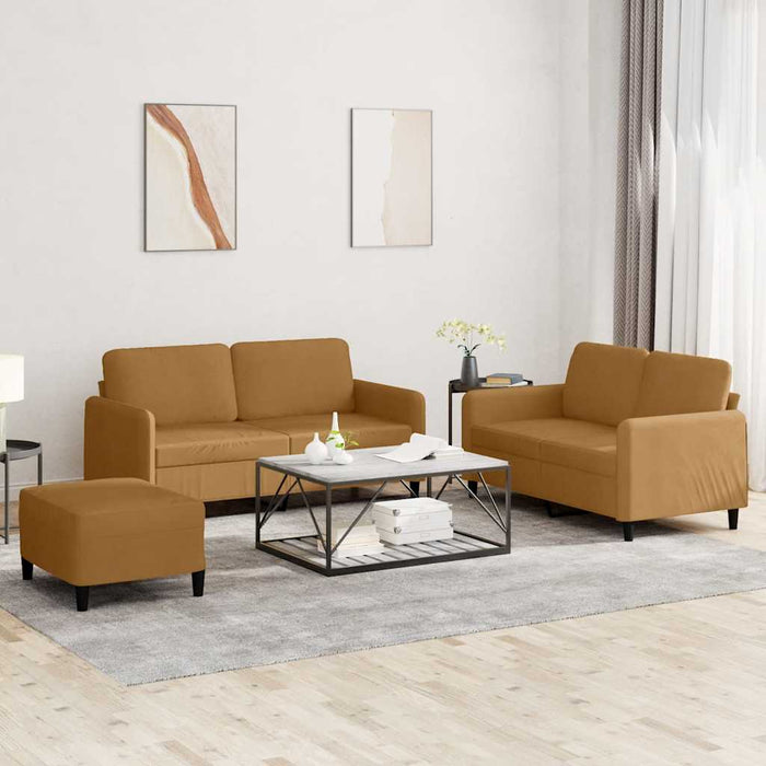Set de canapele, 3 piese, maro, catifea - WALTI WALTI