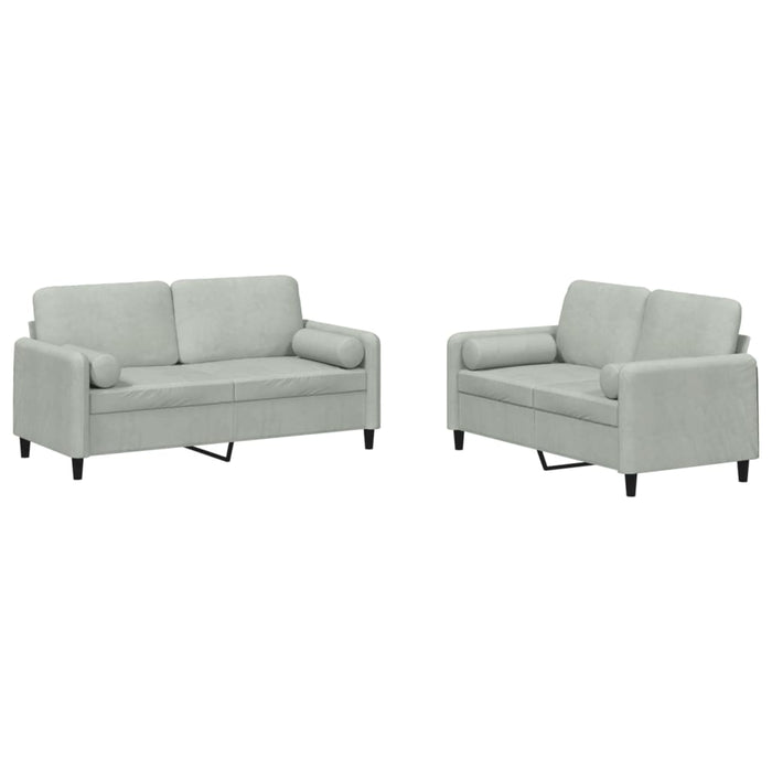 Set canapea cu perne, 2 piese, gri deschis, catifea - WALTI WALTI