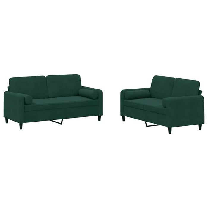 Set canapea cu perne, 2 piese, verde închis, catifea - WALTI WALTI