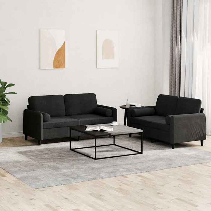 Set canapea cu perne, 2 piese, roz, catifea WALTI