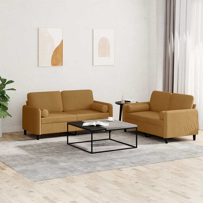 Set de canapele cu perne, 2 piese, maro, catifea - WALTI WALTI