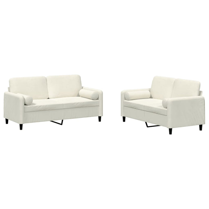 Set de canapele cu perne, 2 piese, crem, catifea - WALTI WALTI