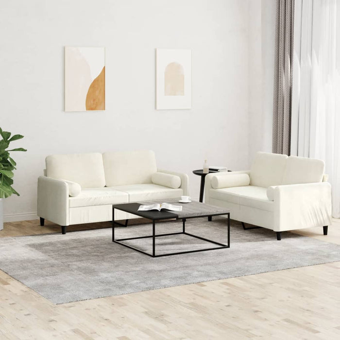 Set de canapele cu perne, 2 piese, crem, catifea - WALTI WALTI